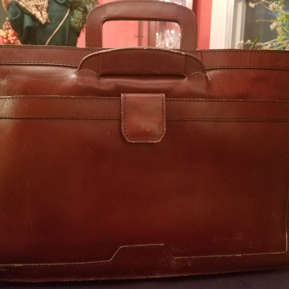 Brown leather briefcase.